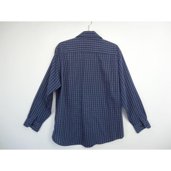 Van Heusen Dress Shirt Size Large 16 1/2 32-33 Blue Plaid Long Sleeve - Picture 6 of 8